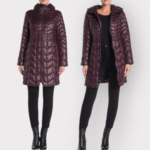 Nwt Kenneth Cole Purple Rum Puffer Rain Coat (Sz S)